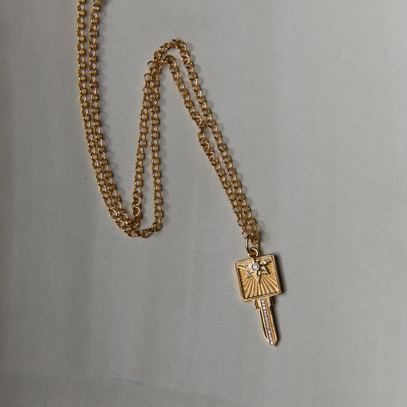 Compass Key Necklace: 18" Mini Belcher