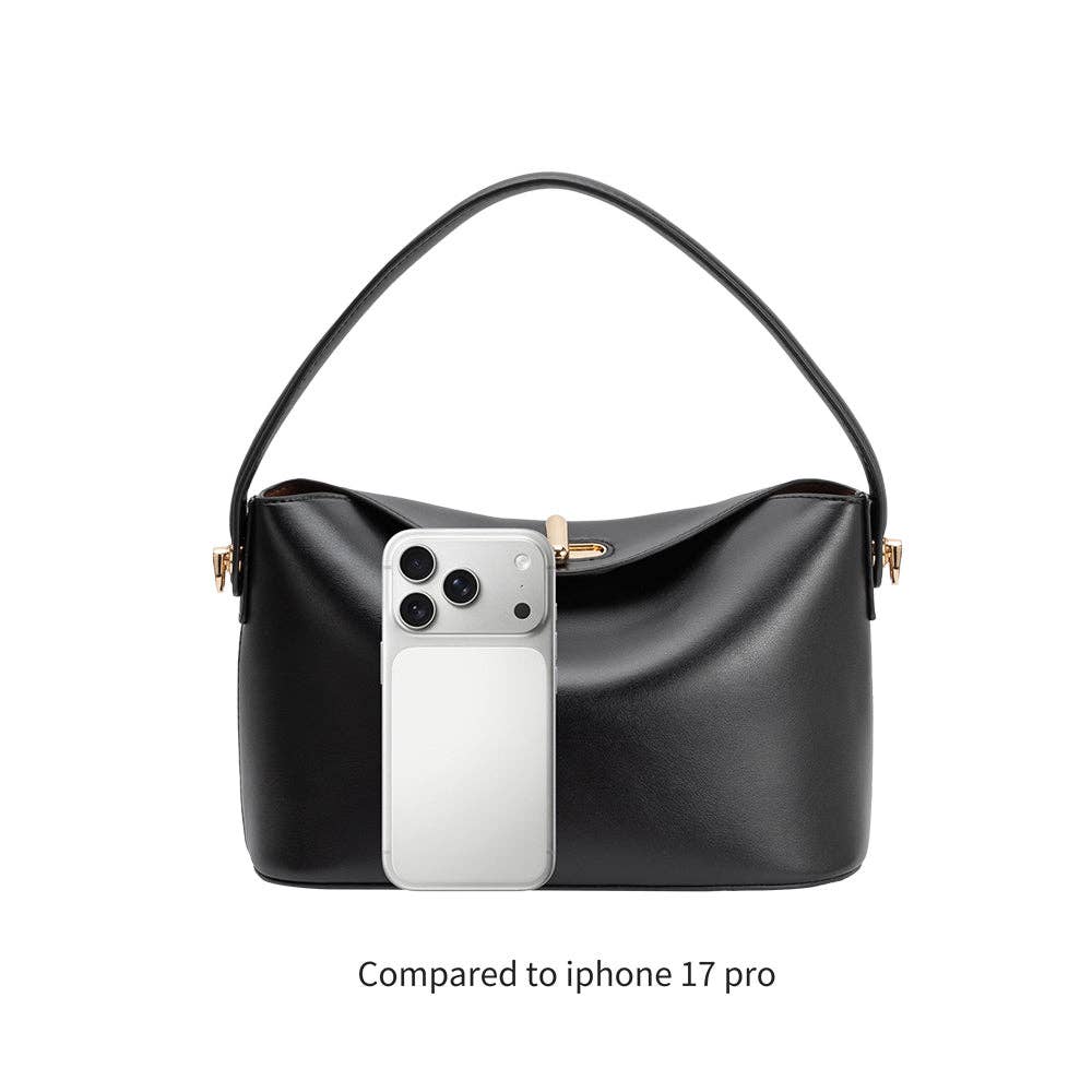 Lana Black Recycled Vegan Leather Crossbody Bag
