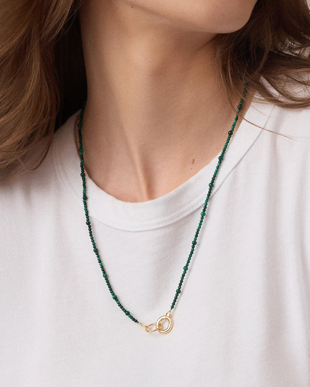 Power Gemstone Long Beaded Necklace-Malachite