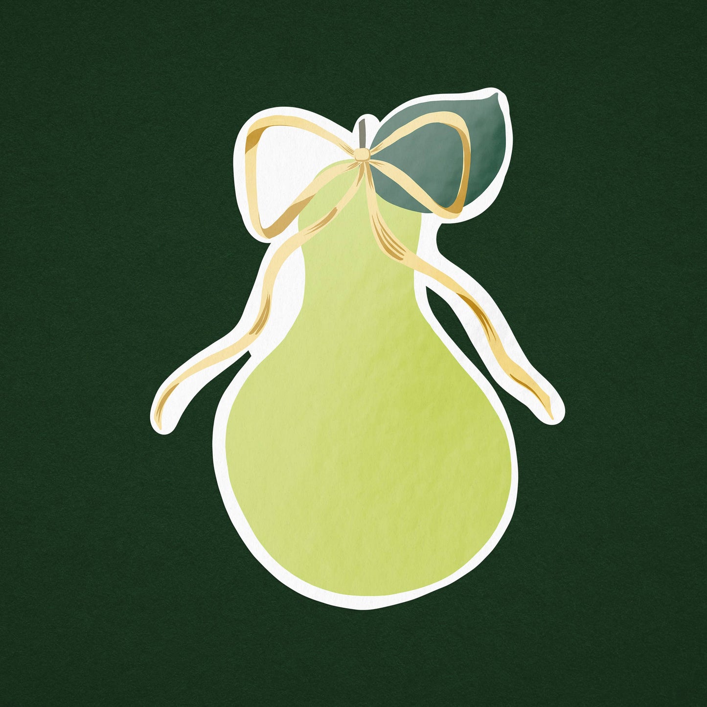 Pear With A Bow Illustrated Sticker