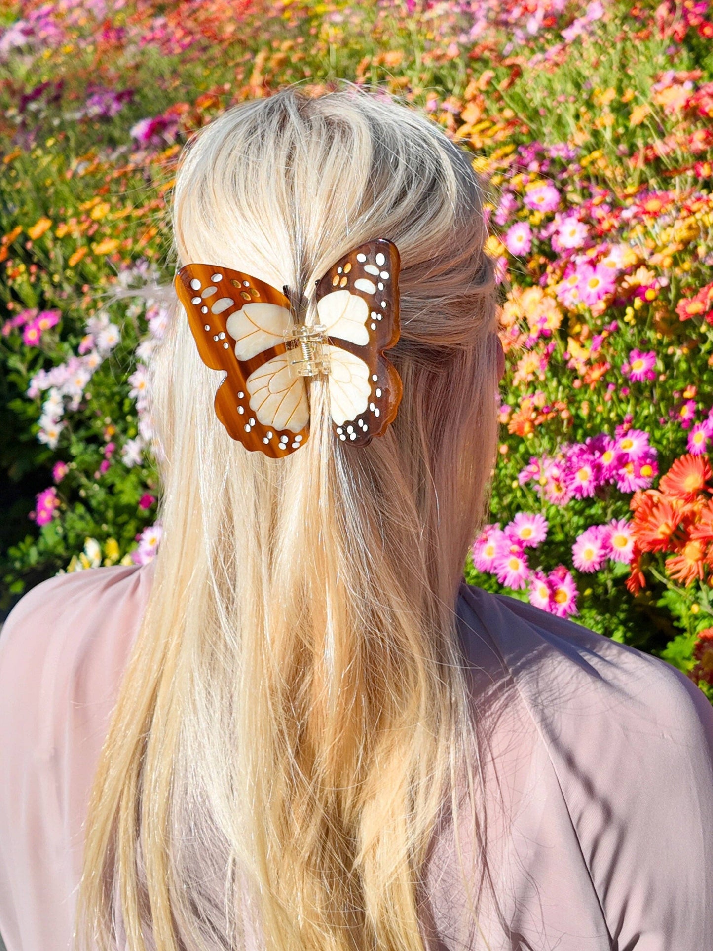 Hand-painted Boho Monarch Claw Hair Clip | Eco-Friendly: Brown
