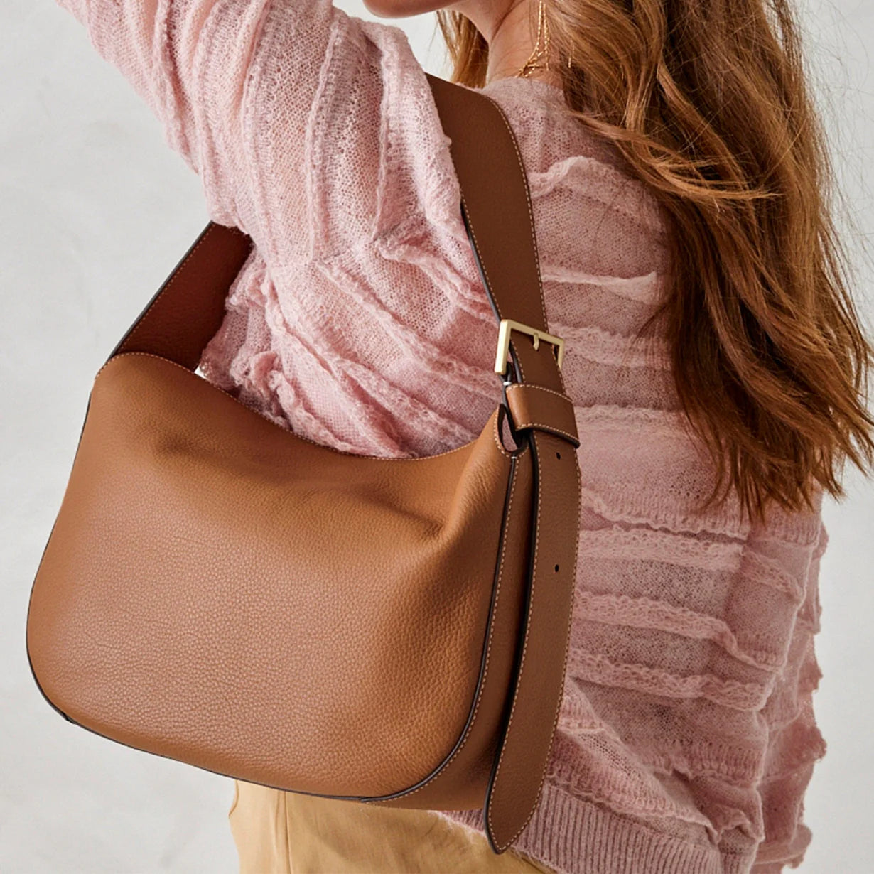 Tifton Shoulder Bag- Roasted Pecan in Leather