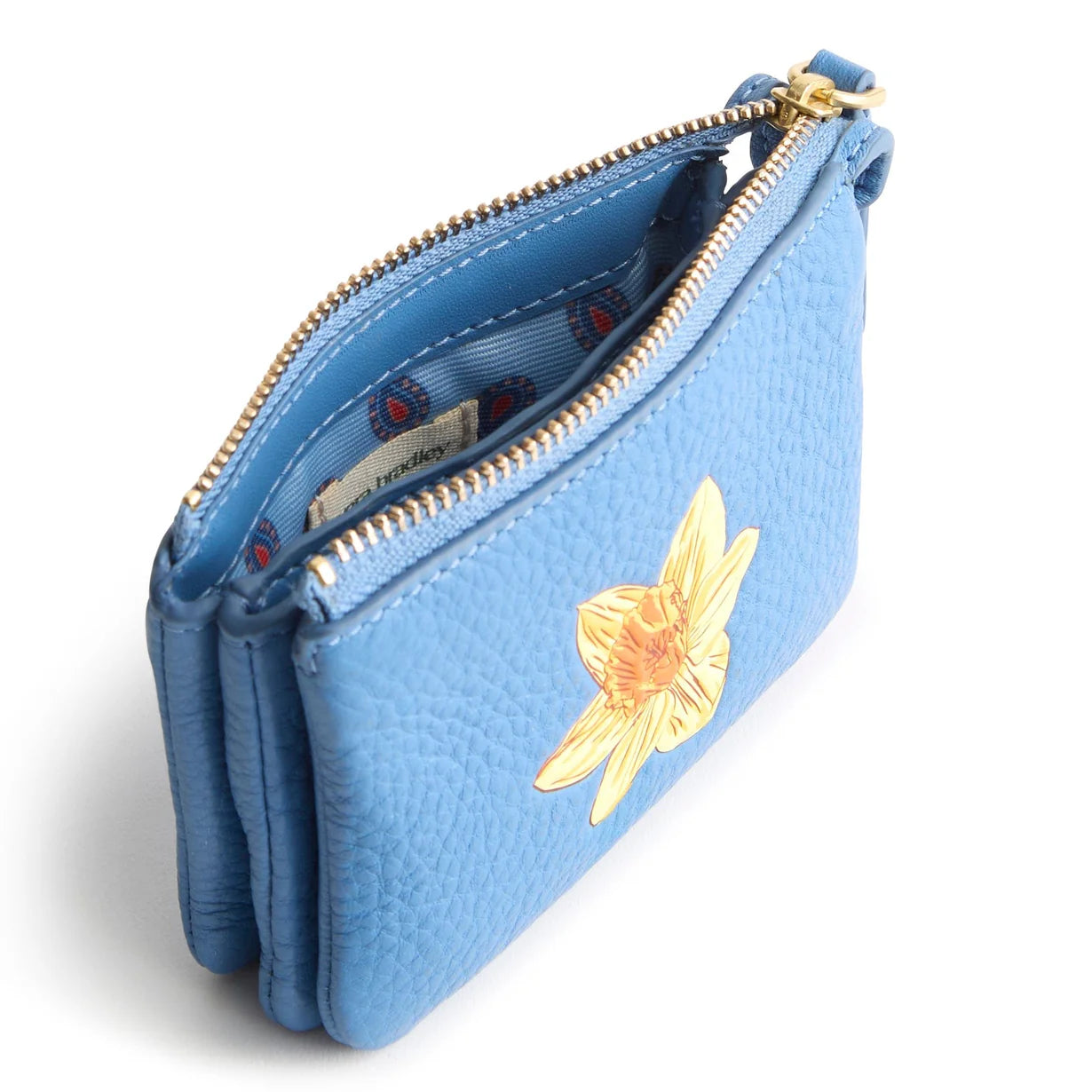 Accordion Card Case- Daffodil on quiet harbor in Leather