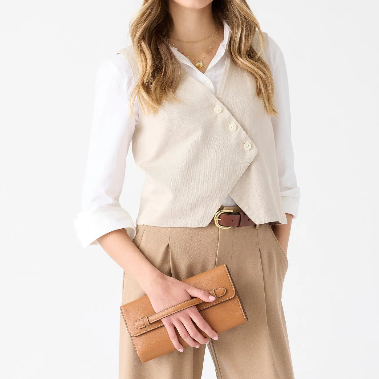 Verbena Clutch- Roasted Pecan in Leather