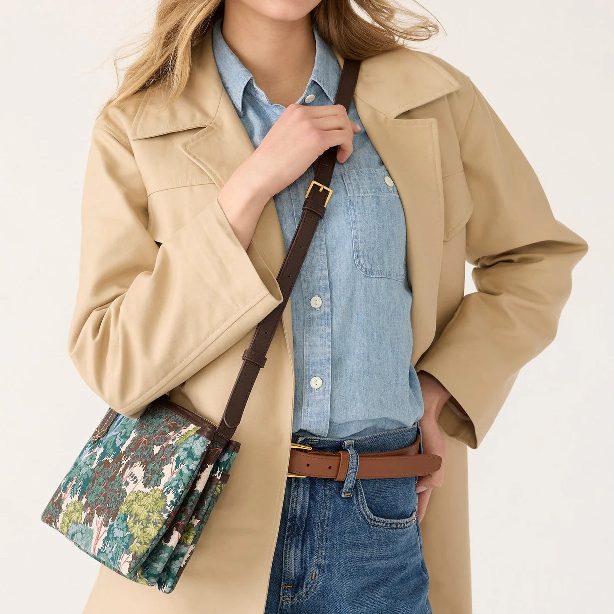 Foxbury Crossbody- Serene forest in Oxford canvas