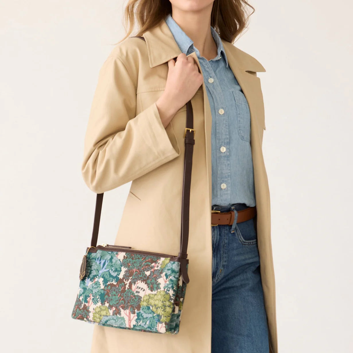Foxbury Crossbody- Serene forest in Oxford canvas
