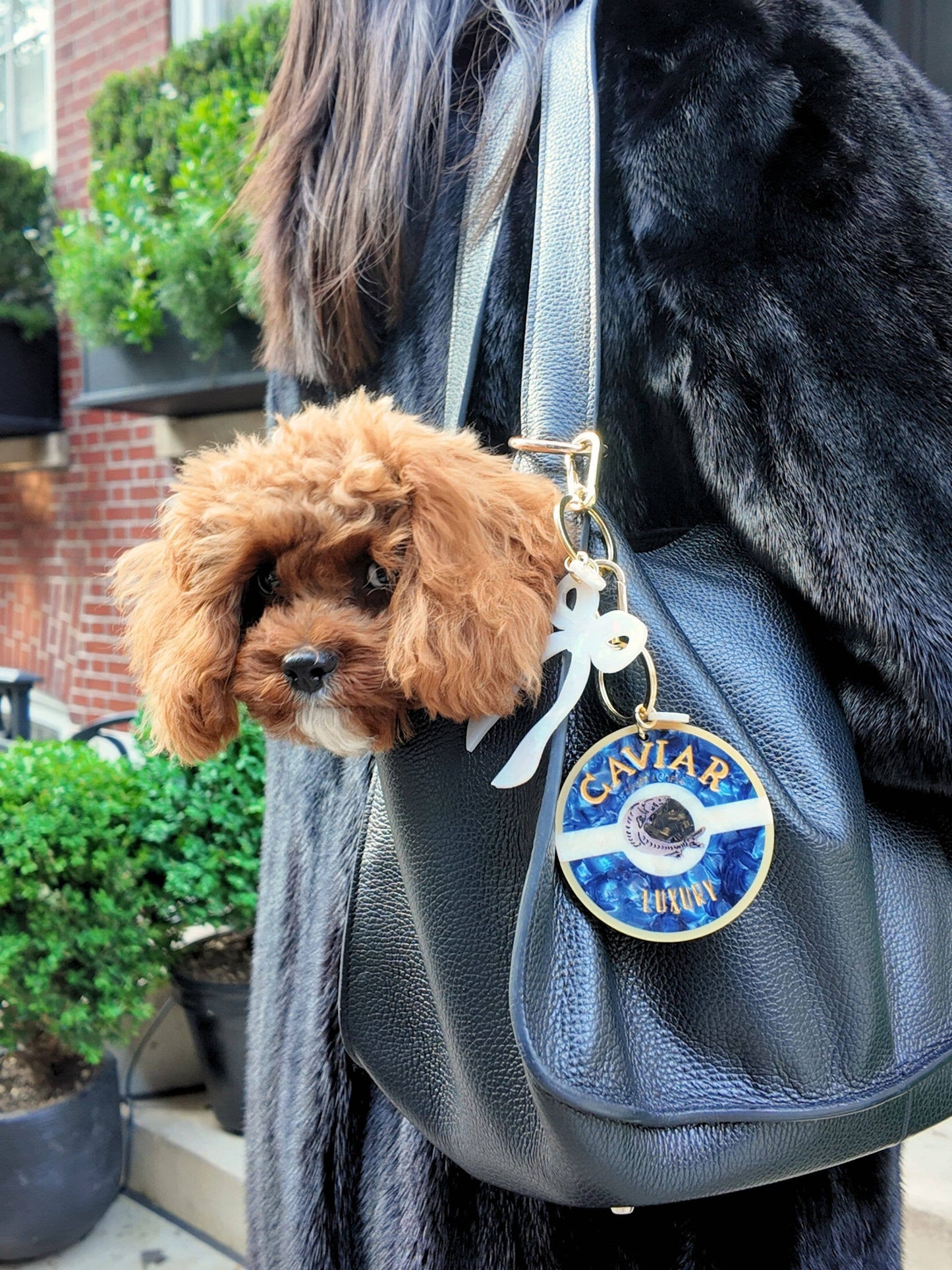 Hand-painted Caviar Bag Charm + Keychain