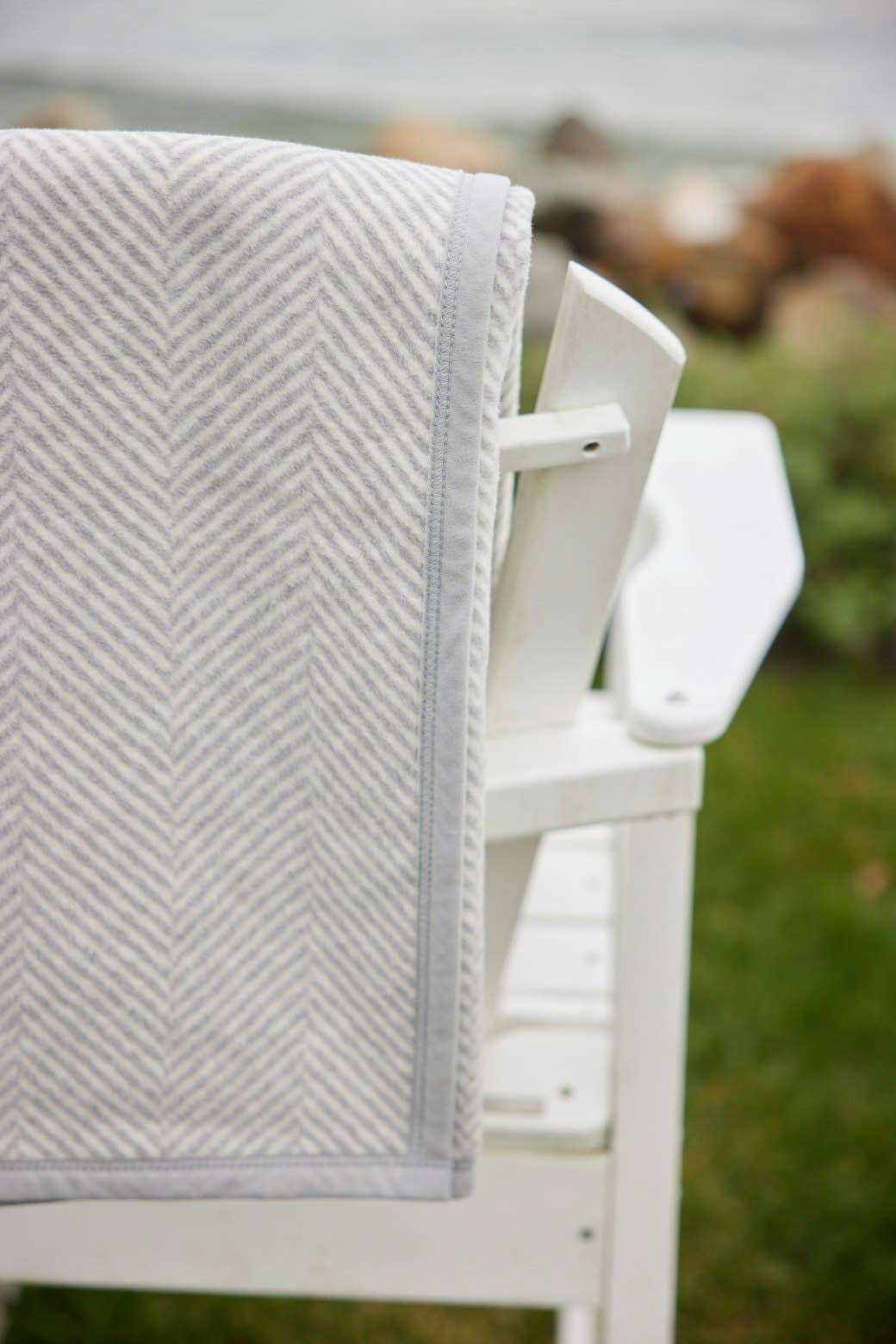 Harborview Herringbone Light Grey Blanket: Original
