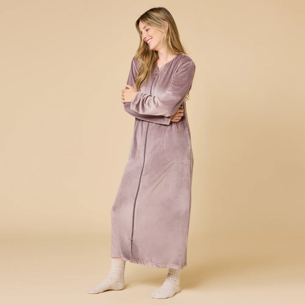 Serenity Shear Mink Zip Robe- Driftwood