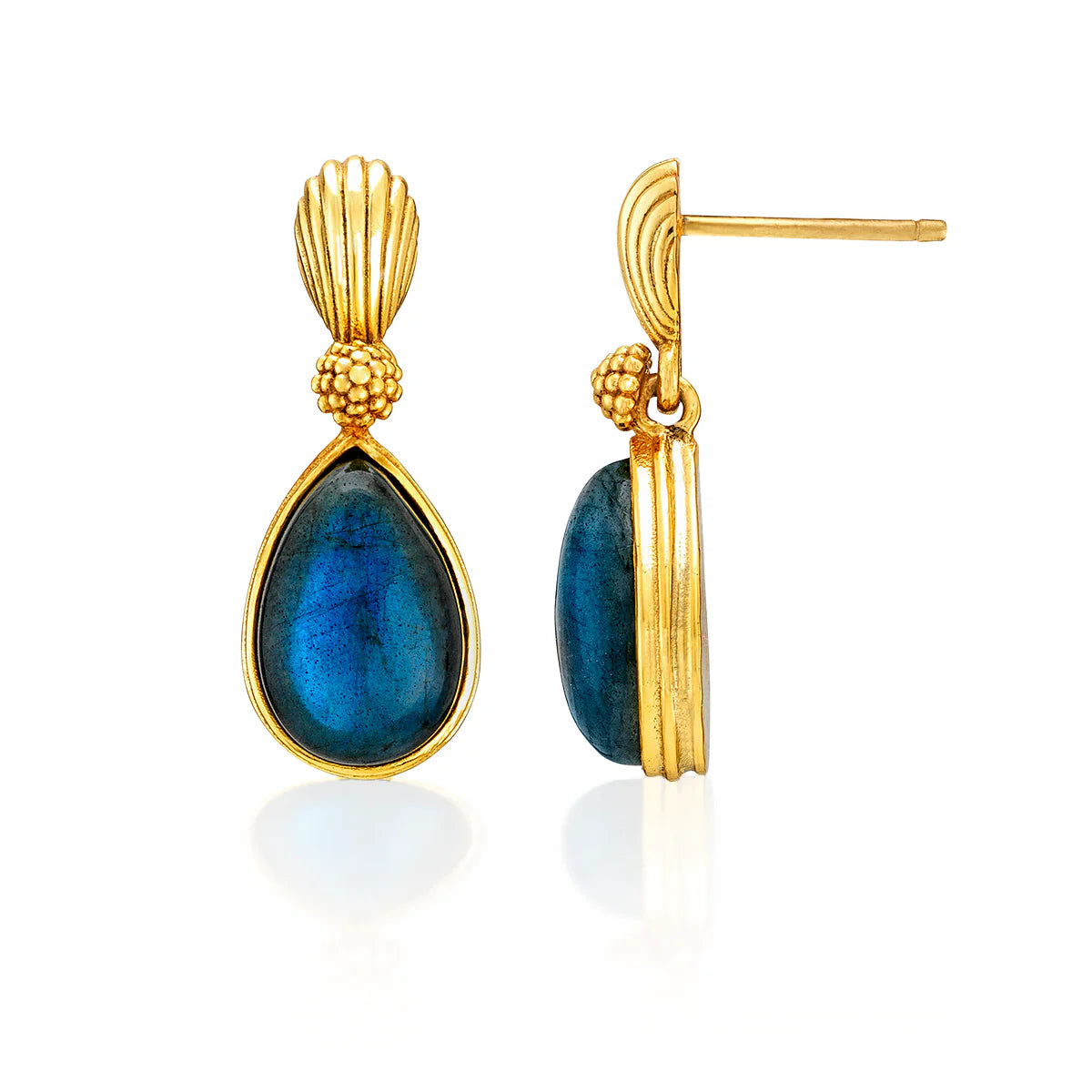 Monique Gem Post Earrings - Blue Labradorite
