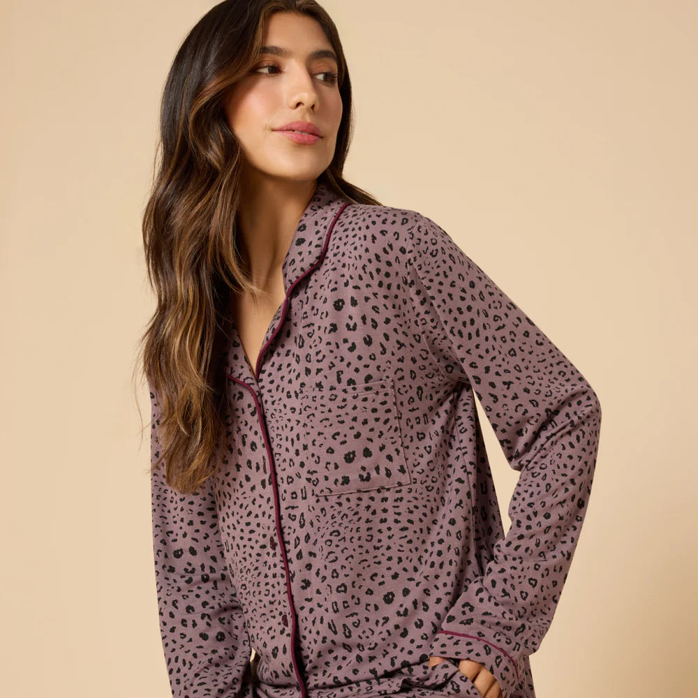 Aria - Slim Notch Collar PJ Set- Driftwood