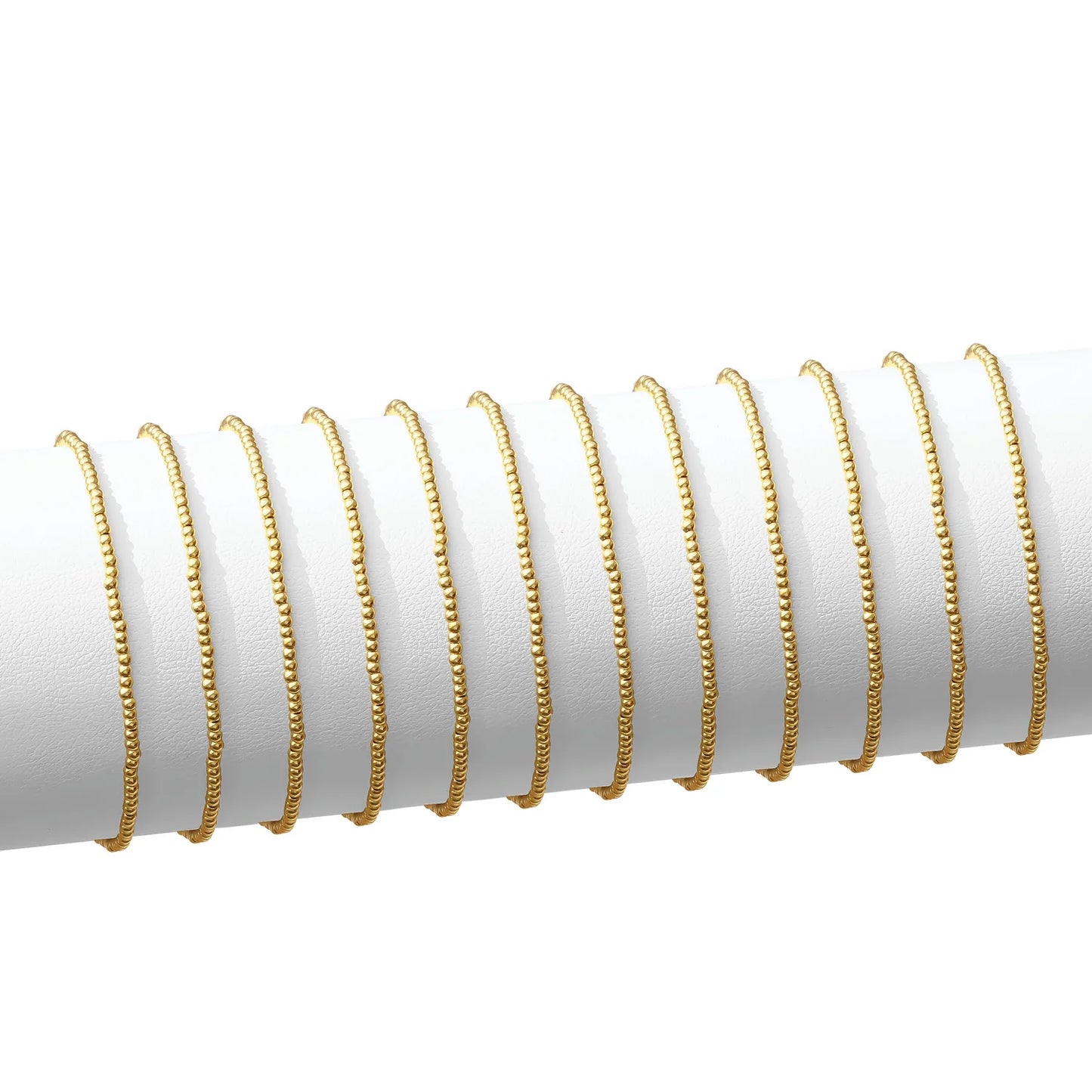 2mm stretch bead bracelets-Gold