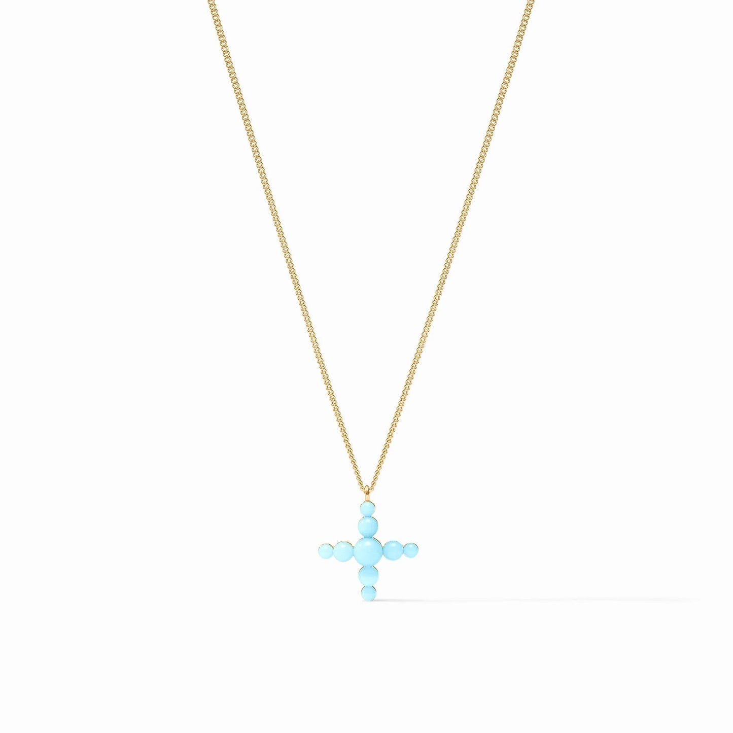 Gumdrop Cross Delicate Necklace- Powder Blue
