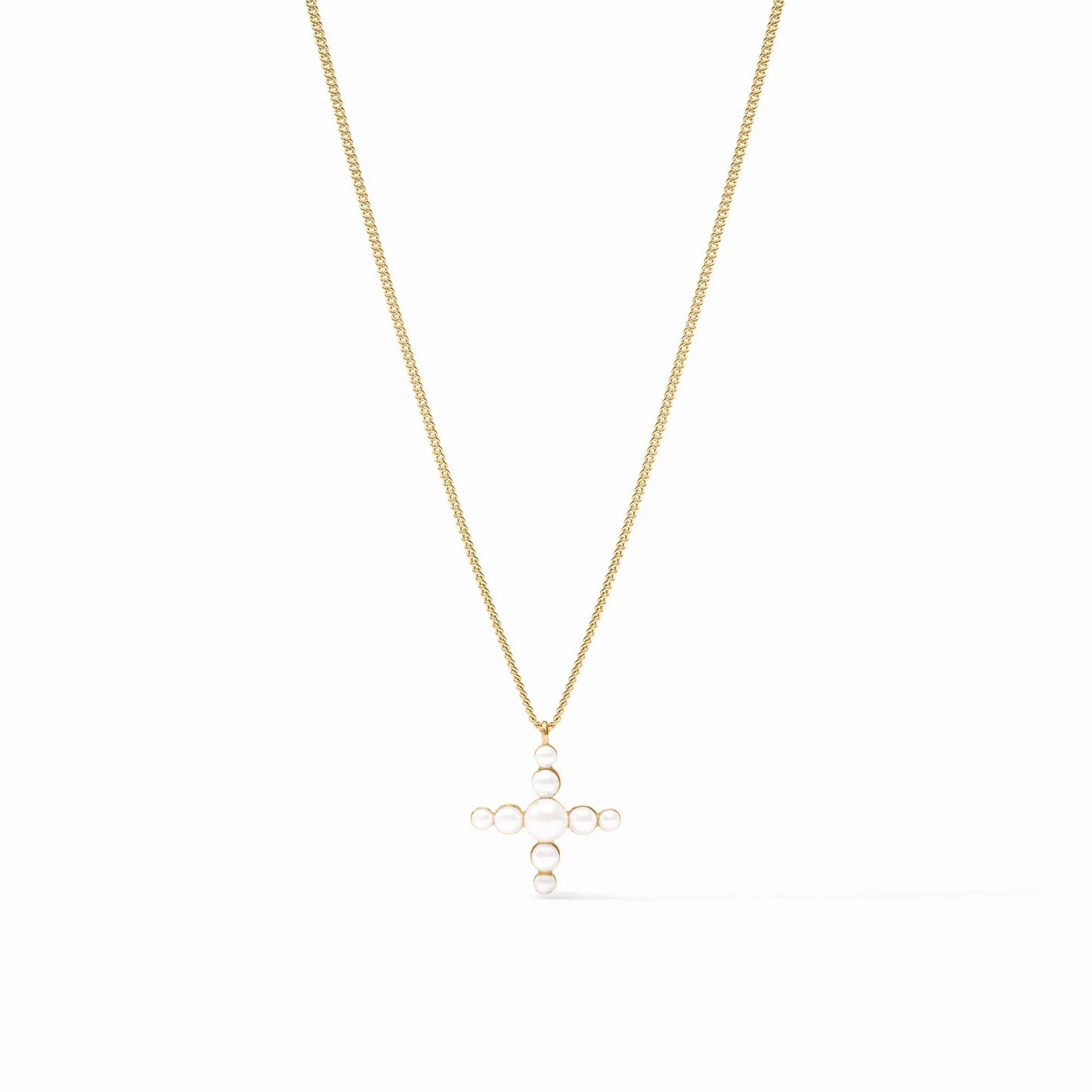 Gumdrop Cross Delicate Necklace- Pearl