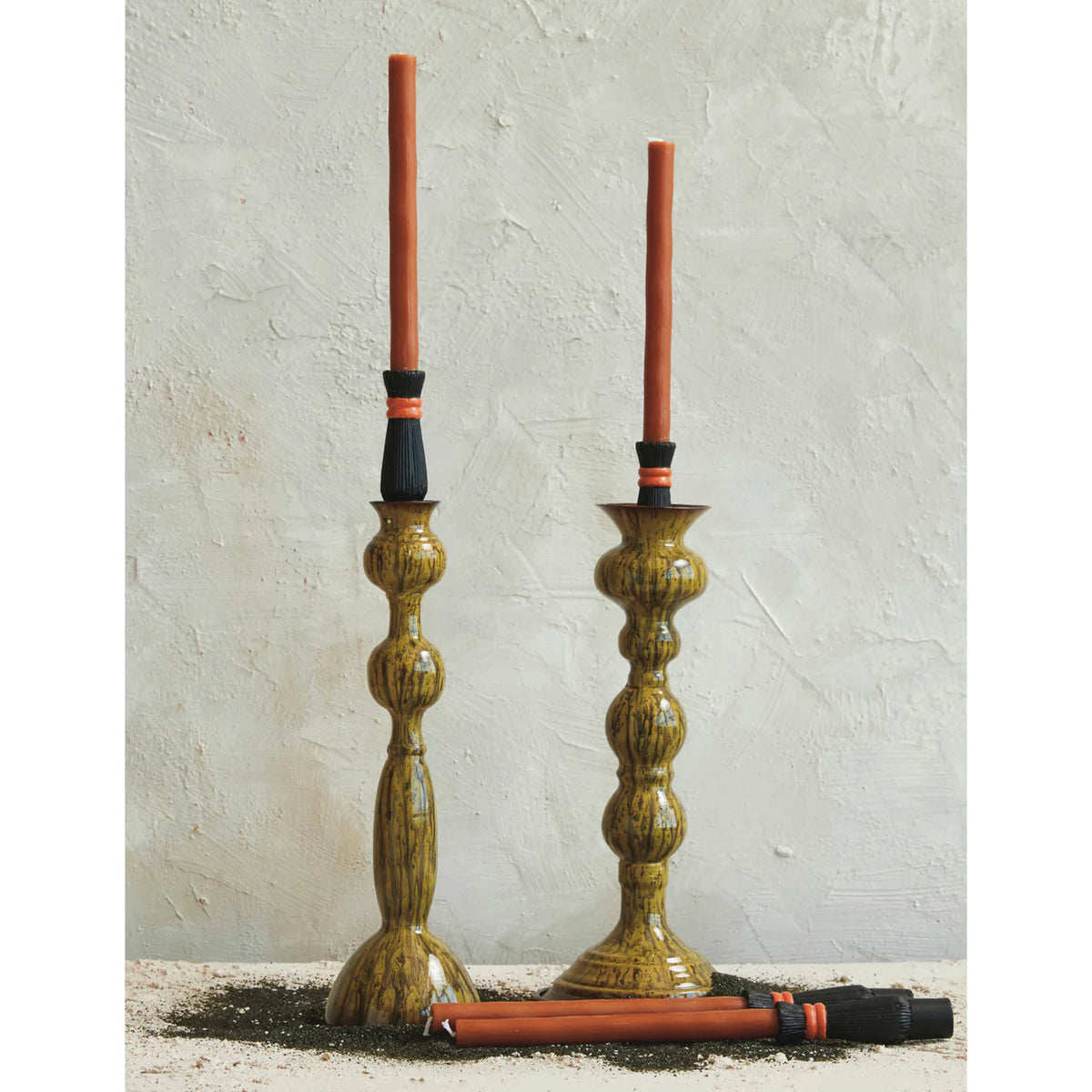 Unscented Witch Broom Shaped Taper Candles in Box