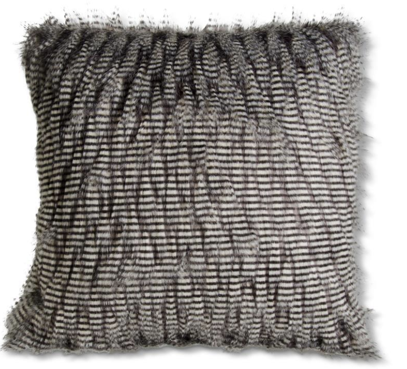Gray Three Tone Faux Fur Pillow- 24"