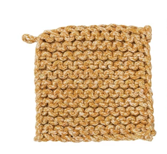Melange Cotton Crocheted Pot Holder, 3 Colors