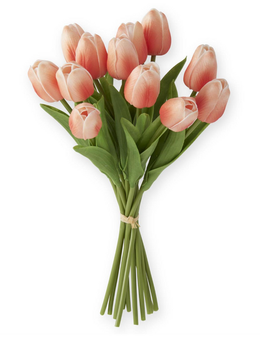 13 Inch Dark Peach Real Touch Mini Tulip Bundle (12 Stems)