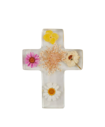 Dried Yellow Flower Resin Cross
