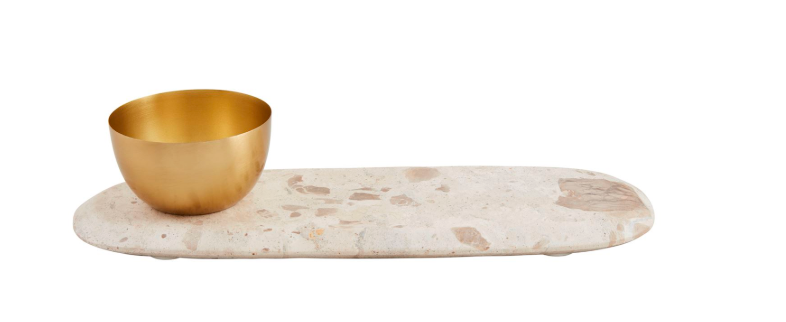 Tan Marble Tray & Tidbit Set