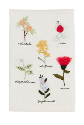 Flower Stems Embroidery Towel