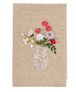 Flower In Vase Embroidery Towel