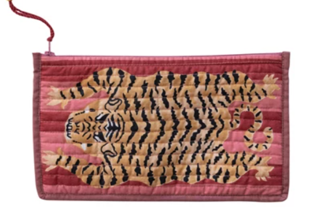 Cotton Voile Printed Zip Pouch with Interior Coating, 4 Colors
