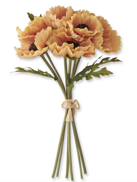 12.5 Inch Light Orange Real Touch Poppy Bundle (6 Stems)