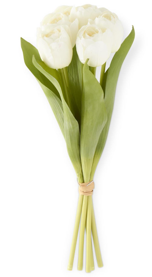 13 Inch White Real Touch Tulip Bundle (6 Stem)