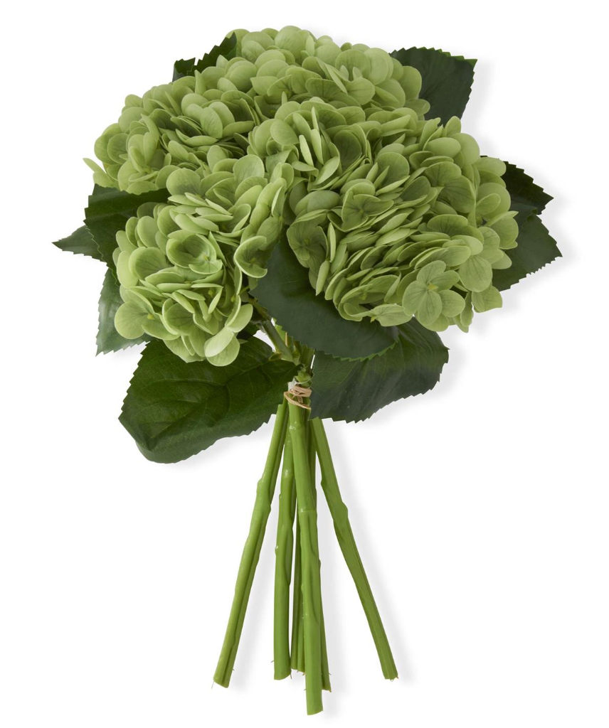13 Inch Green Real Touch Hydrangea Bundle (6 Stems)