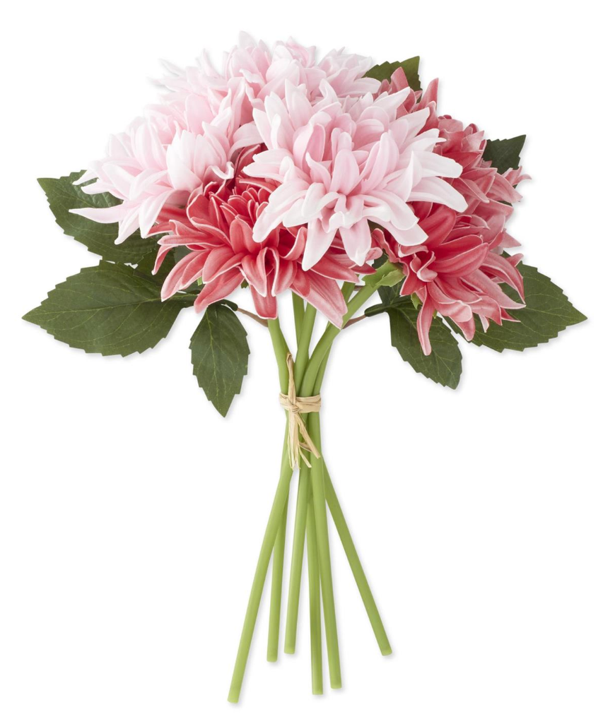 12 Inch Pink Rose Real Touch Dahlia Bundle (6 Stems)