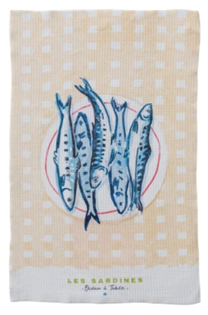 Printed Recycled Microfiber Tea Towel- Sardines