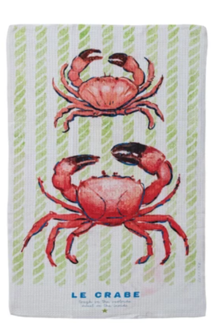 Printed Recycled Microfiber Tea Towel- Crab