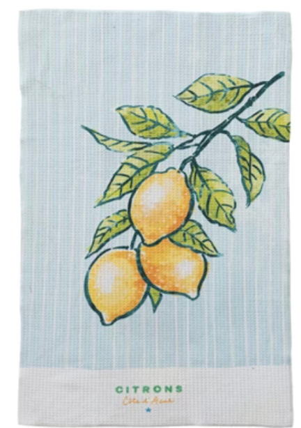 Printed Recycled Microfiber Tea Towel- Lemon