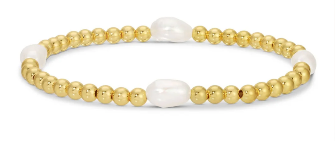 Bracelet - 4mm stretch with pearl accents