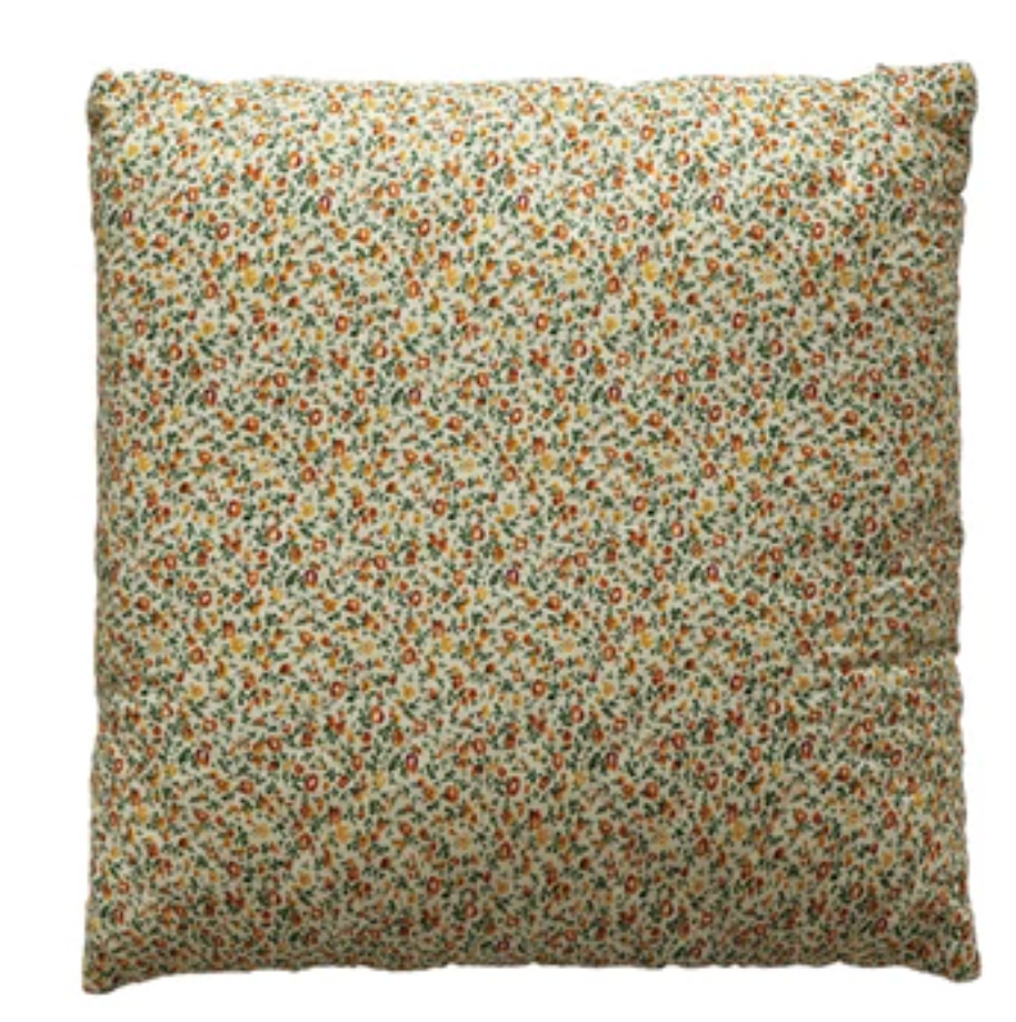 18" Cotton Printed Pillow with Ditsy Floral Pattern, 4 Styles