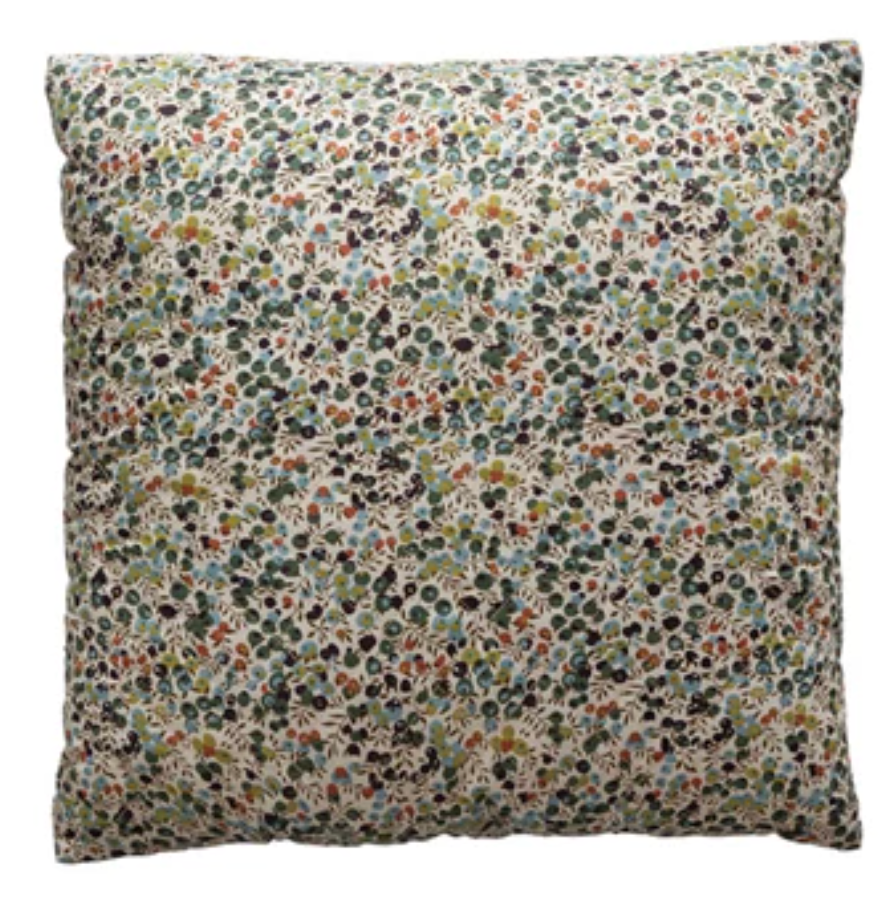 18" Cotton Printed Pillow with Ditsy Floral Pattern, 4 Styles