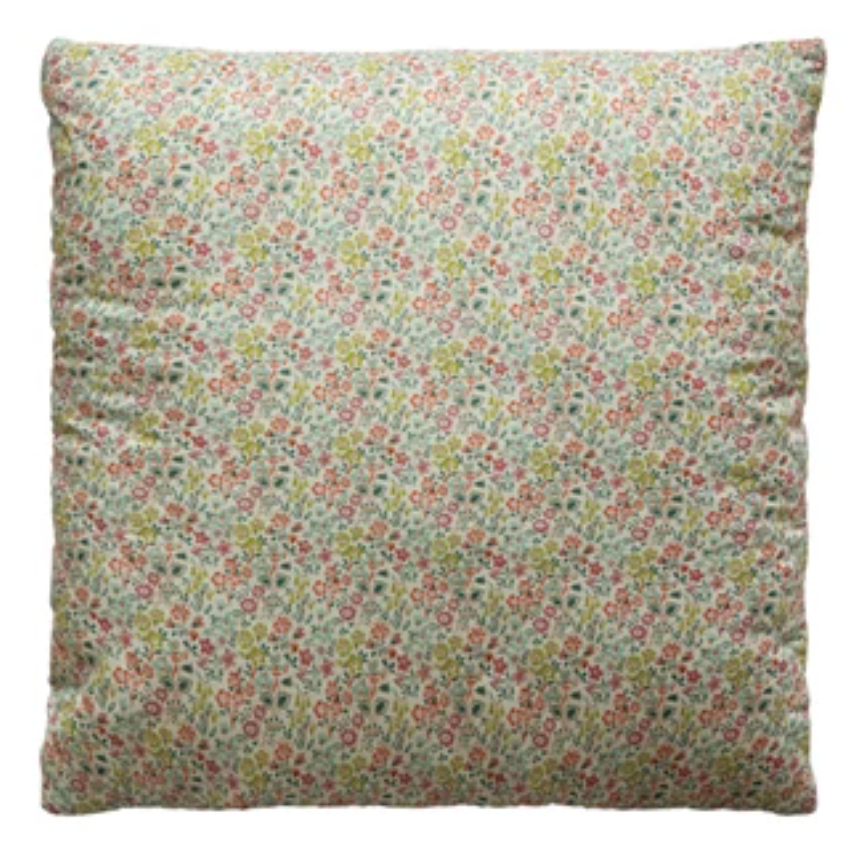 18" Cotton Printed Pillow with Ditsy Floral Pattern, 4 Styles