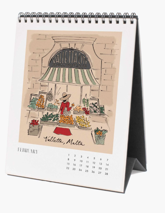 2026 Travel Sketchbook Desk Calendar