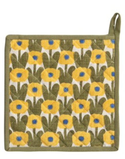 Square Cotton Slub Printed Pot Holders