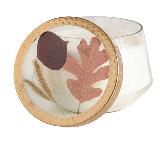 Harvest Pumpkin Large Pressed Floral Candle