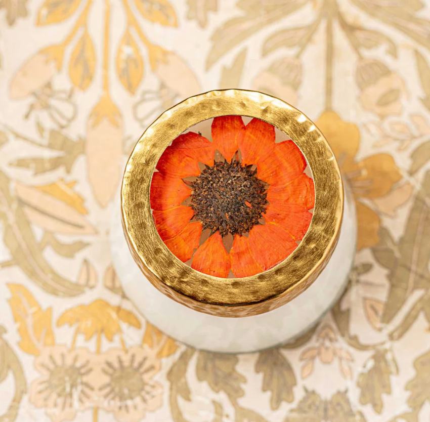 Harvest Pumpkin Small Pressed Floral Candle