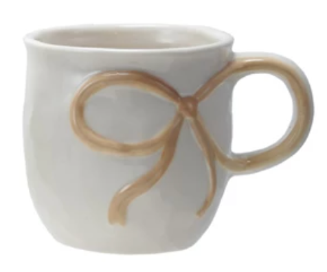18 oz. Stoneware Mug with Bow Handle, 4 Colors