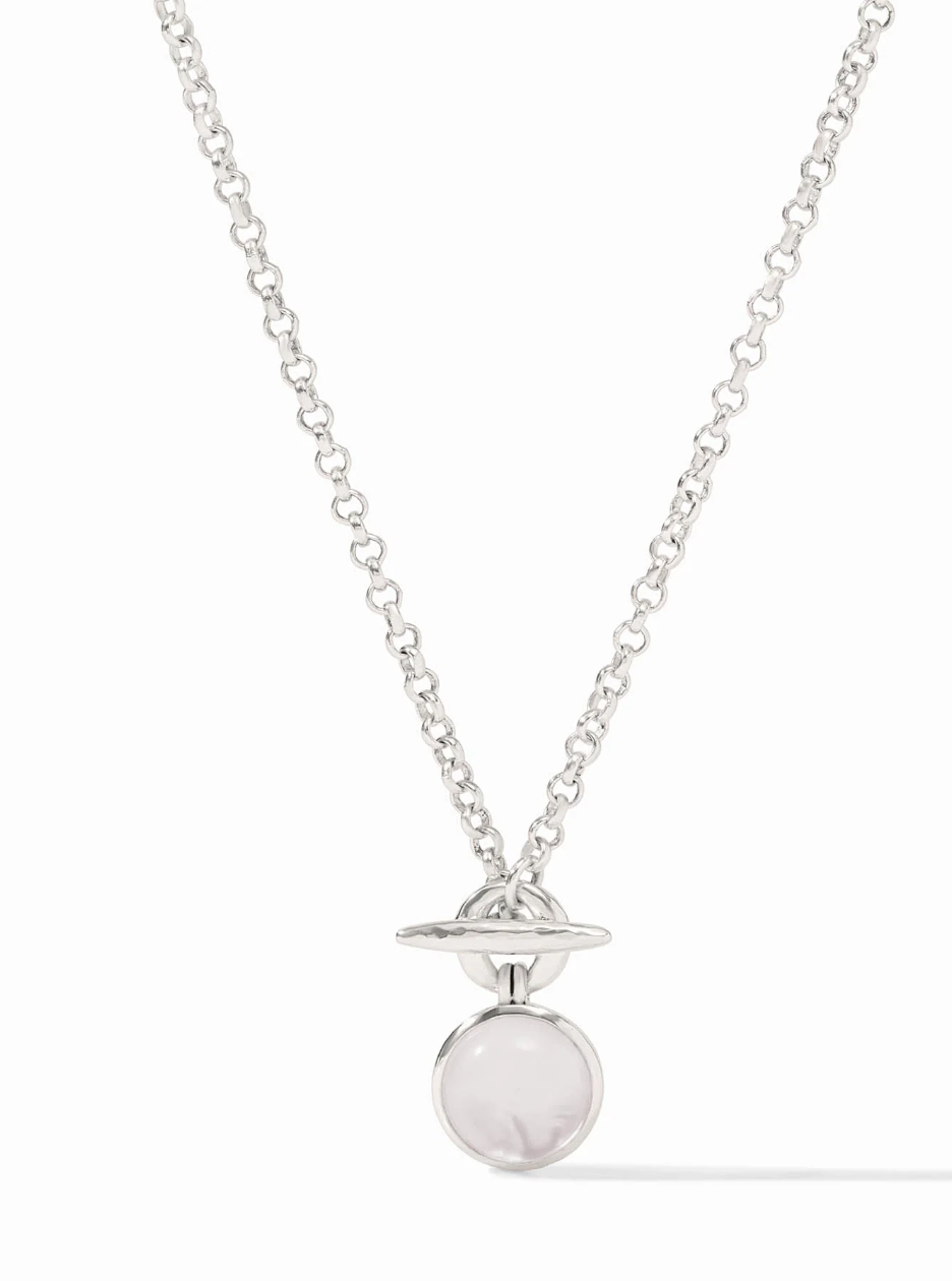 Solara Solitaire Necklace-Clear Crystal-Silver