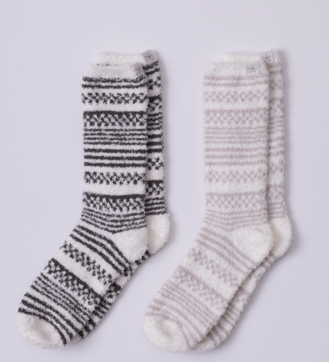 CozyChic Checkered Stripe Sock Set