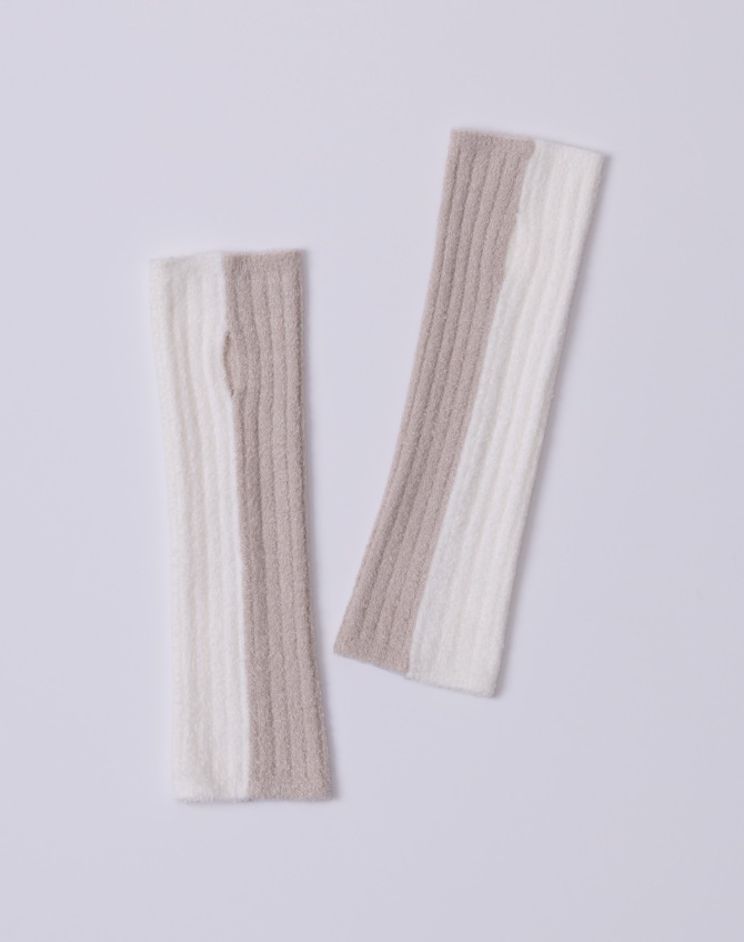 Ribbed Color Block Fingerless Gloves