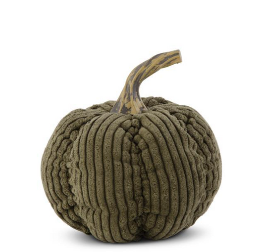 4.5 Inch Khaki Green Corduroy Pumpkin