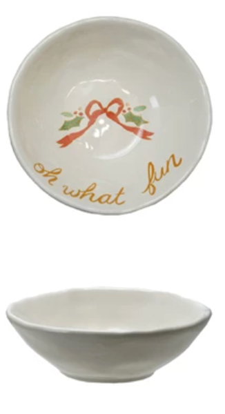 Stoneware Bowl with Holiday Saying/Image, 4 Styles