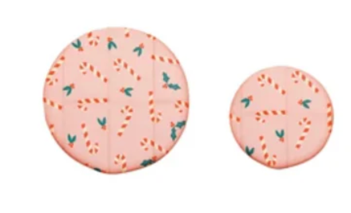Holiday Reusable Fabric Beeswax Food Covers with Prints, Set of 2