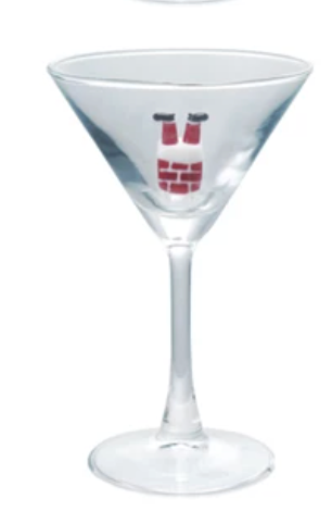 4 oz. Martini Glass with Hand-Blown Holiday Figure, 8 Styles